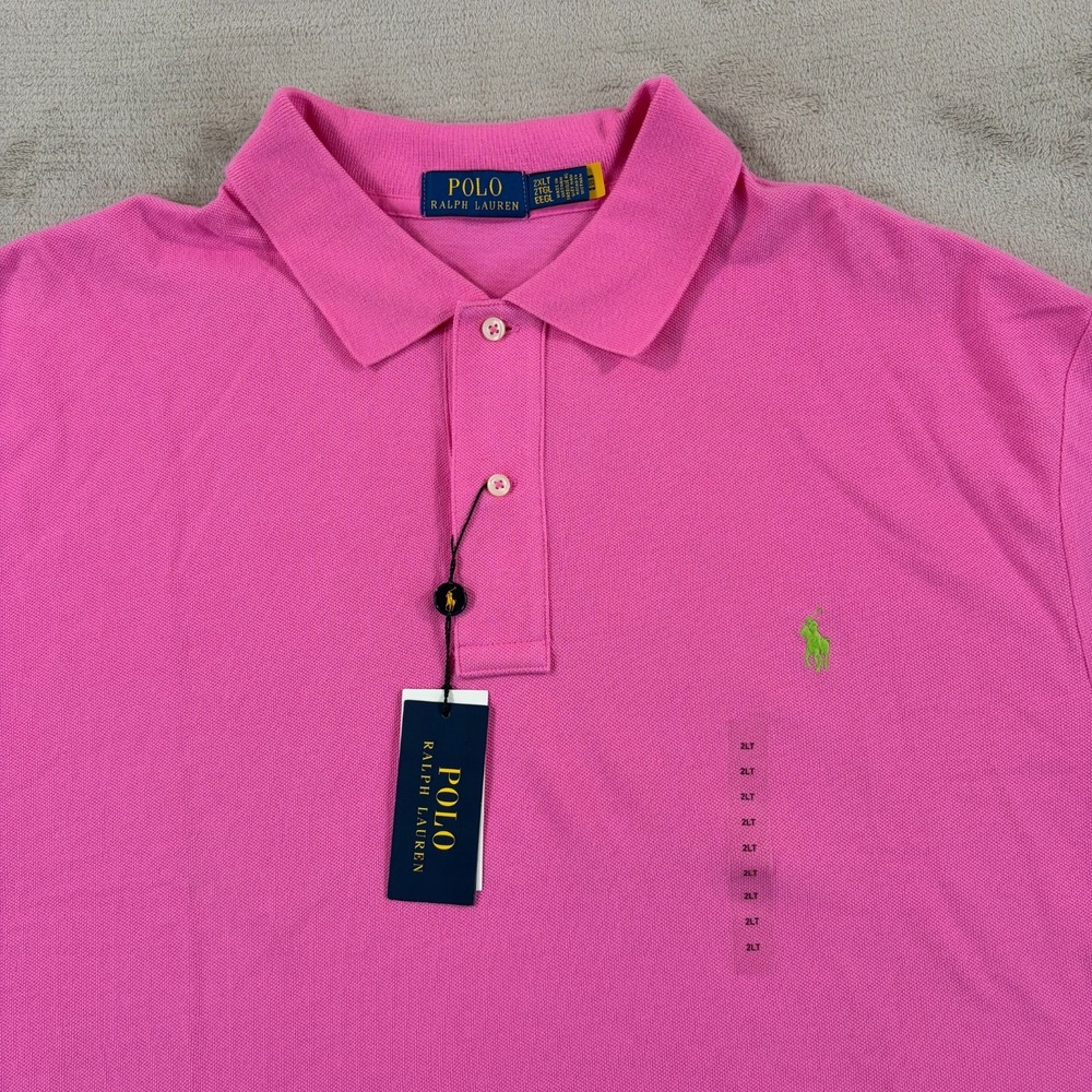 Polo Ralph Lauren The Iconic Mesh Polo Shirt Men 2XLT Tall Pink Preppy Pony NWT